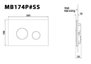 Bản vẽ kĩ thuật Nắp đậy nút nhấn xả bồn cầu TOTO MB174P#SS màu bạc mờ