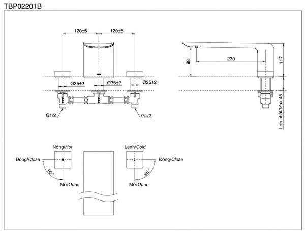 Bản-vẽ-kỹ-thuật-Vòi-sen-xả-bồn-tắm-TOTO-TBP02201B-gắn-bồn-3-lỗ