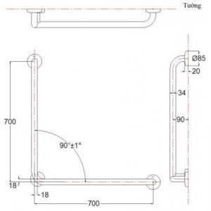 Thanh Vịn TOTO T113BL9 T110D3R(X3) Gắn Tường 2