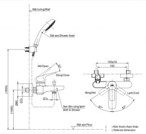 Bản vẽ bộ vòi sen TBG04302V+TBW02005A TOTO