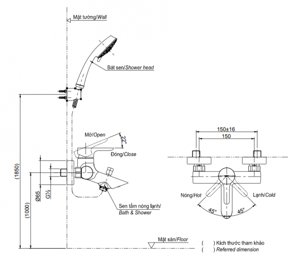 Bản vẽ bộ vòi sen TBS03302V+TBW02006A TOTO