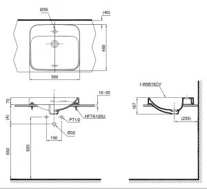 Bản vẽ bồn rửa mặt TOTO LT5615