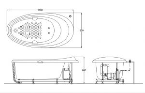 Bản vẽ bồn tắm TOTO PPYB1610RHPWE
