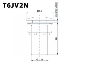 Bản vẽ kĩ thuật Đầu xả siphon TOTO T6JV2N dạng nhấn