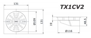 TOTO TX1CV2 - Ga thoát sàn 3 Bản-vẽ-kĩ-thuật-Ga thoát sàn TOTO TX1CV2
