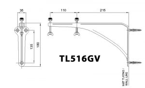 Bản vẽ kĩ thuật Giá đỡ chậu lavabo âm bàn TOTO TL516GV