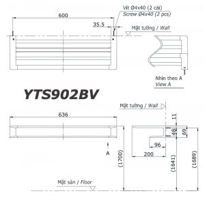 TOTO YTS902BV - Giá khăn 2 tầng 7 Bản-vẽ-kĩ-thuật-Giá-khăn-2-tầng-TOTO-YTS902BV