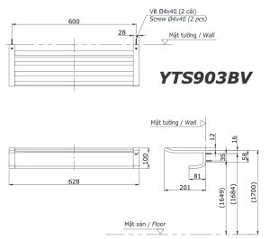 Bản vẽ kĩ thuật Giá khăn 2 tầng TOTO YTS903BV