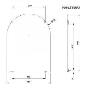 Bản vẽ kĩ thuật Gương phòng tắm TOTO YM4560FA chống mốc 450x600mm