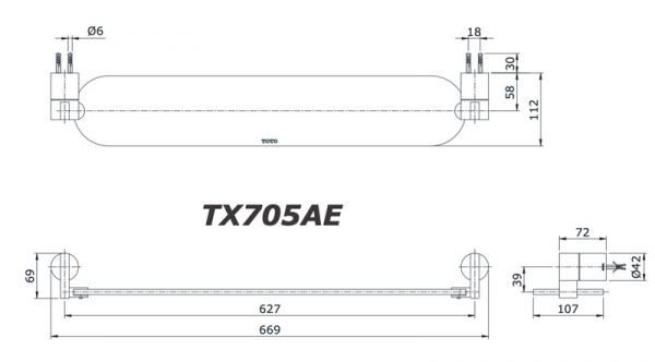 Bản vẽ kĩ thuật Kệ gương TOTO TX705AE