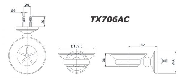 Bản vẽ kĩ thuật Kệ xà phòng TOTO TX706AC