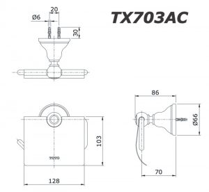 Bản vẽ kĩ thuật Lô giấy TOTO TX703AC