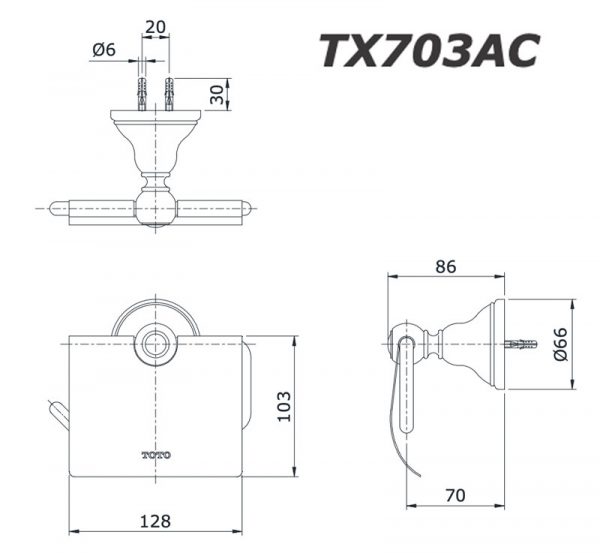 Bản vẽ kĩ thuật Lô giấy TOTO TX703AC