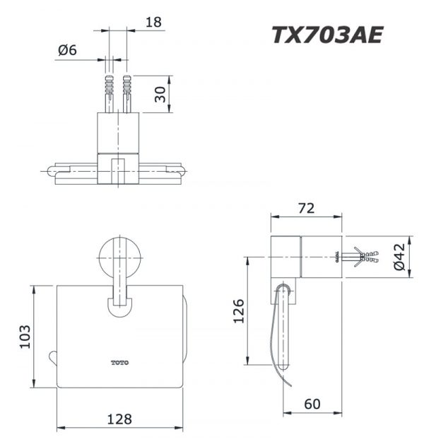 Bản vẽ kĩ thuật Lô giấy TOTO TX703AE