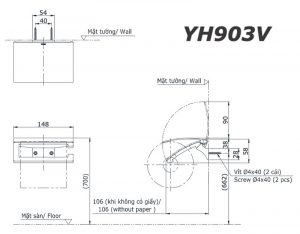 Bản vẽ kĩ thuật Lô giấy TOTO YH903V