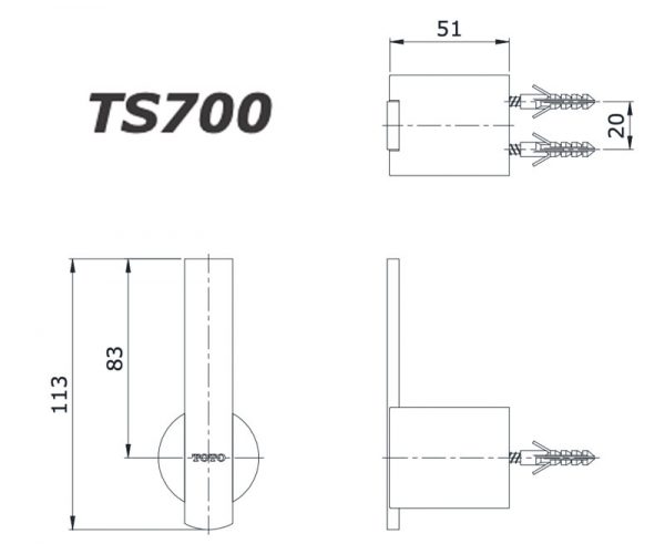 Bản vẽ kĩ thuật Móc áo TOTO TS700