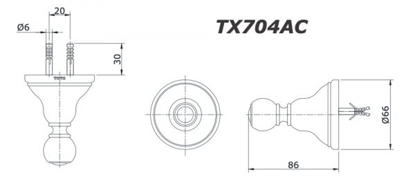 Bản vẽ kĩ thuật Móc áo TOTO TX704AC