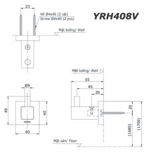Bản vẽ kĩ thuật Móc áo TOTO YRH408V