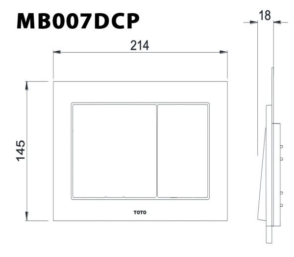 Bản vẽ kĩ thuật Nắp đậy nút nhấn xả bồn cầu TOTO MB007DCP mạ chrome bóng