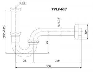 Bản vẽ kĩ thuật Siphon bộ xả chữ p TOTO TVLF403