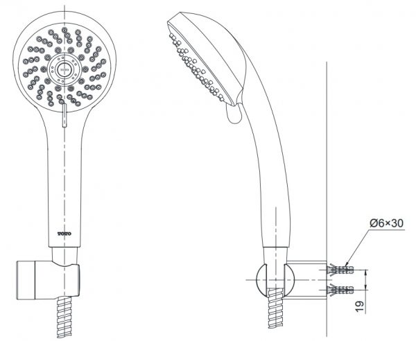 bản vẽ kĩ thuật tay sen toto DGH108ZR