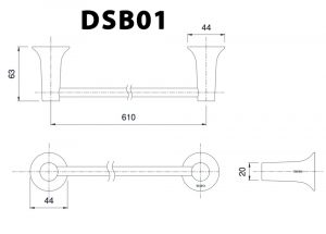 TOTO DSB01 - Thanh vắt khăn 2 Bản vẽ kĩ thuật Thanh vắt khăn TOTO DSB01