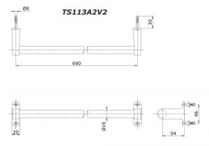 Bản vẽ kĩ thuật Thanh vắt khăn TOTO TS113A2V2