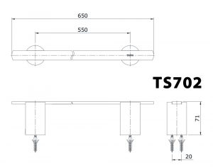 TOTO TS702 - Thanh vắt khăn 2 Bản vẽ kĩ thuật Thanh vắt khăn TOTO TS702