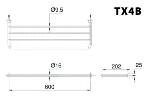 Bản vẽ kĩ thuật Thanh vắt khăn TOTO TX4B giàn