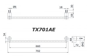Bản vẽ kĩ thuật Thanh vắt khăn TOTO TX701AE