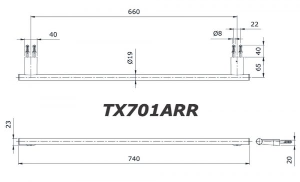 Bản vẽ kĩ thuật Thanh vắt khăn TOTO TX701ARR