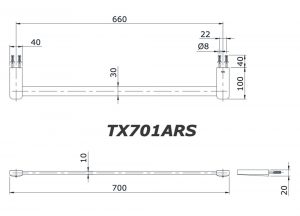 TOTO TX701ARS - Thanh vắt khăn 7 Bản vẽ kĩ thuật Thanh vắt khăn TOTO TX701ARS