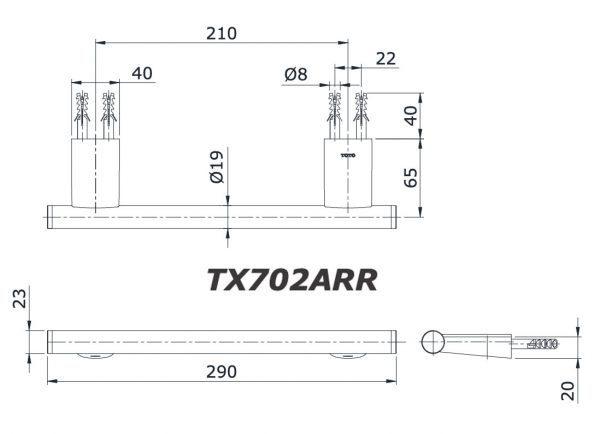 Bản vẽ kĩ thuật Thanh vắt khăn TOTO TX702ARR