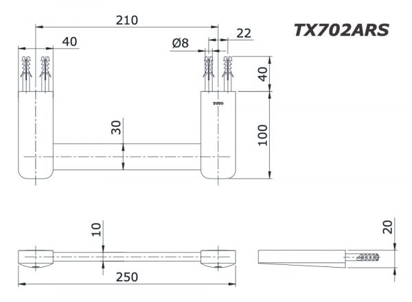 Bản vẽ kĩ thuật Thanh vắt khăn TOTO TX702ARS