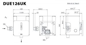 TOTO DUE126UK - Van xả tiểu nam cảm ứng âm tường dùng pin 4 Bản vẽ kĩ thuật Van xả tiểu nam TOTO DUE126UK cảm ứng dùng pin âm tường