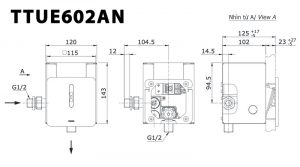 Bản vẽ kĩ thuật Van xả tiểu nam TOTO TTUE602AN cảm ứng dùng điện