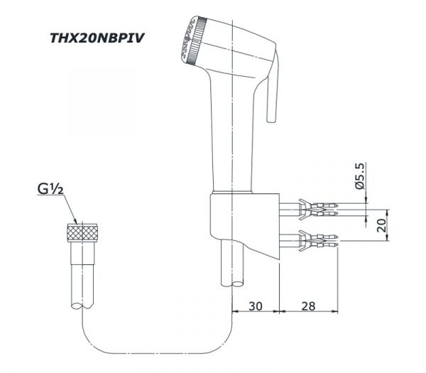 Bản vẽ kĩ thuật Vòi xịt vệ sinh TOTO THX20NBPIV