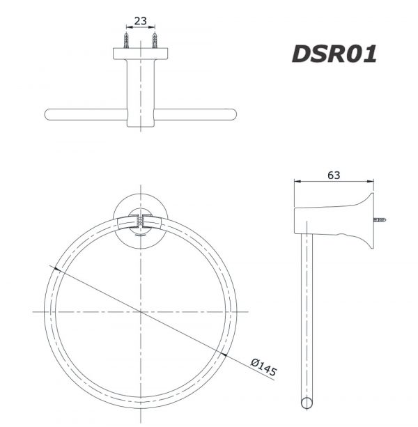 Bản vẽ kĩ thuật Vòng treo khăn TOTO DSR01