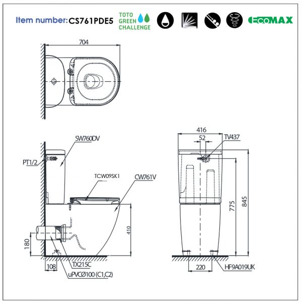 ban ve ky thuat ban cau toto nap eco cs761pde5 ban ve