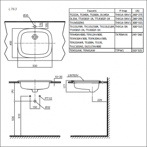 TOTO L763 - Chậu rửa mặt lavabo đặt bàn dương vành 5 ban ve ky thuat chau rua mat lavabo toto l763 duong vanh