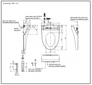 Bản vẽ kỹ thuật Nắp rửa điện tử TOTO TCF24460AAA (W15)