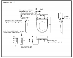 Bản vẽ kỹ thuật Nắp rửa điện tử TOTO TCF34570GAA