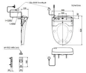 Bản vẽ kỹ thuật nắp rửa thông minh TOTO TCF4731A