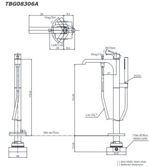 TOTO TBG08306A/TBN01105B - Vòi sen xả bồn tắm đặt sàn GC 9 ban ve ky thuat sen tam dat san toto tbg08306a tbn01105b