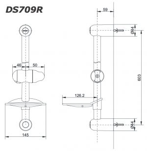 Bản vẽ kỹ thuật Thanh trượt sen tắm TOTO DS709R