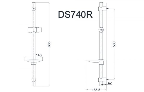 Bản vẽ kỹ thuật Thanh trượt sen tắm TOTO DS740R