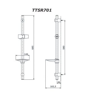 Bản vẽ kỹ thuật Thanh trượt sen tắm TOTO TTSR701