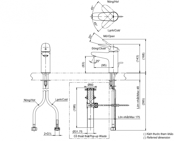 Bản vẽ kỹ thuật vòi lavabo TOTO TLS04301V