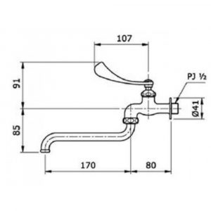 TOTO T30ARQ13N - Vòi lạnh gắn tường 3 Bản vẽ kĩ thuật Vòi nước gắn tường TOTO T30ARQ13N cần dài chậu đa năng