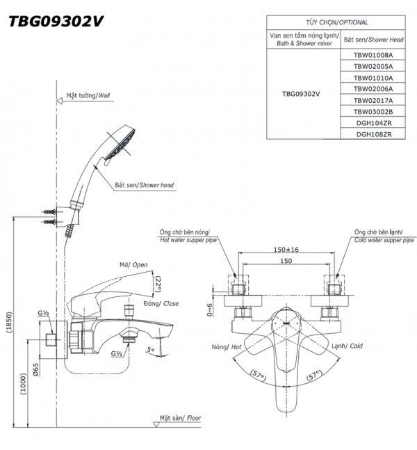 Bản-vẽ-kỹ-thuật Vòi-sen-tắm INAX-TBG09302V-nóng-lạnh